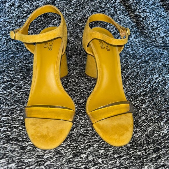 Bleecker & Bond Shoes - NWOT Never Worn Bleecker & Bond Viola 4" Sandal Heels (Size 6, Yellow/Clear)
